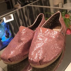 TOMS pink sparkly